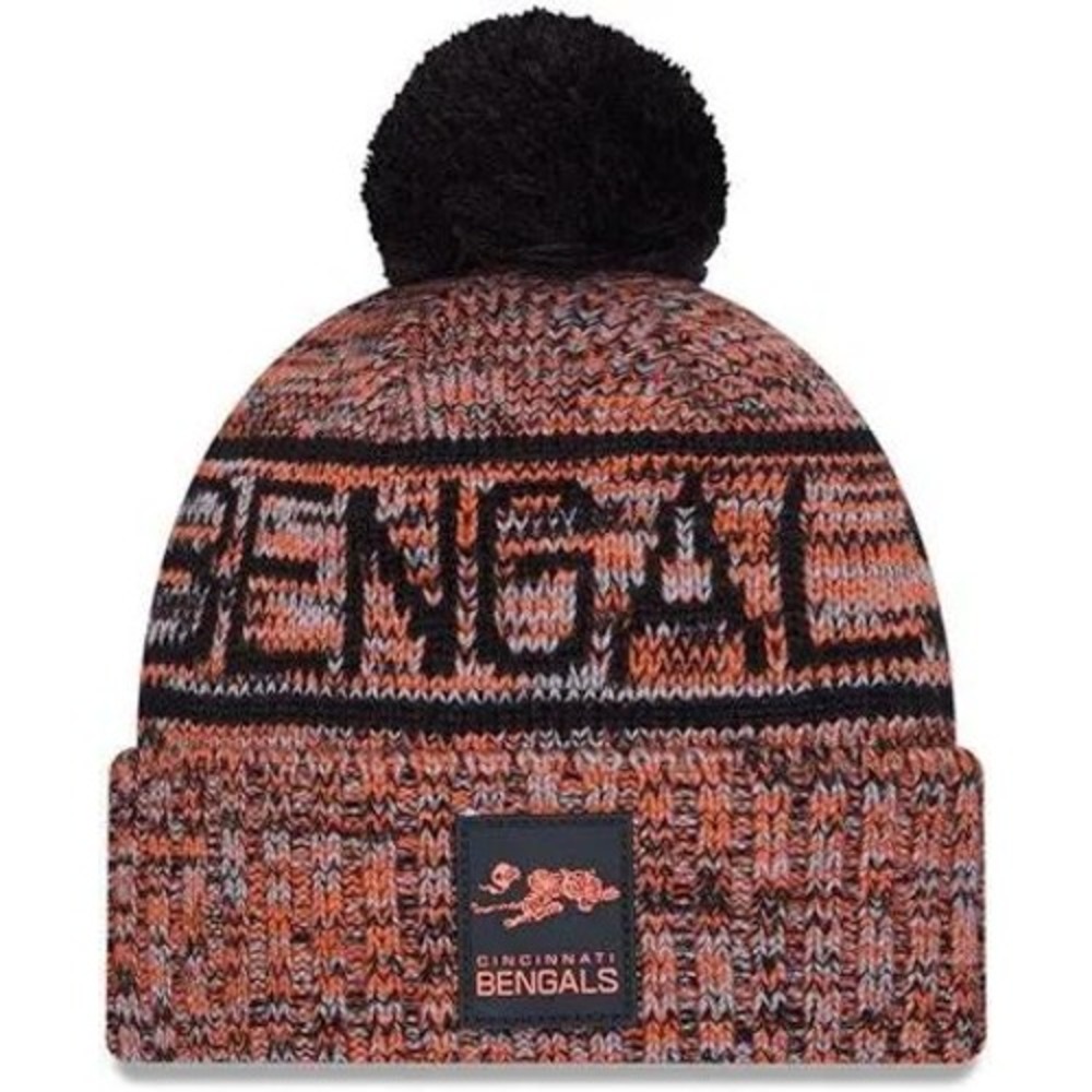 New Era OSFM Cincinnati Bengals Script Pom Cuffed Knit NFL Sideline Beanie New